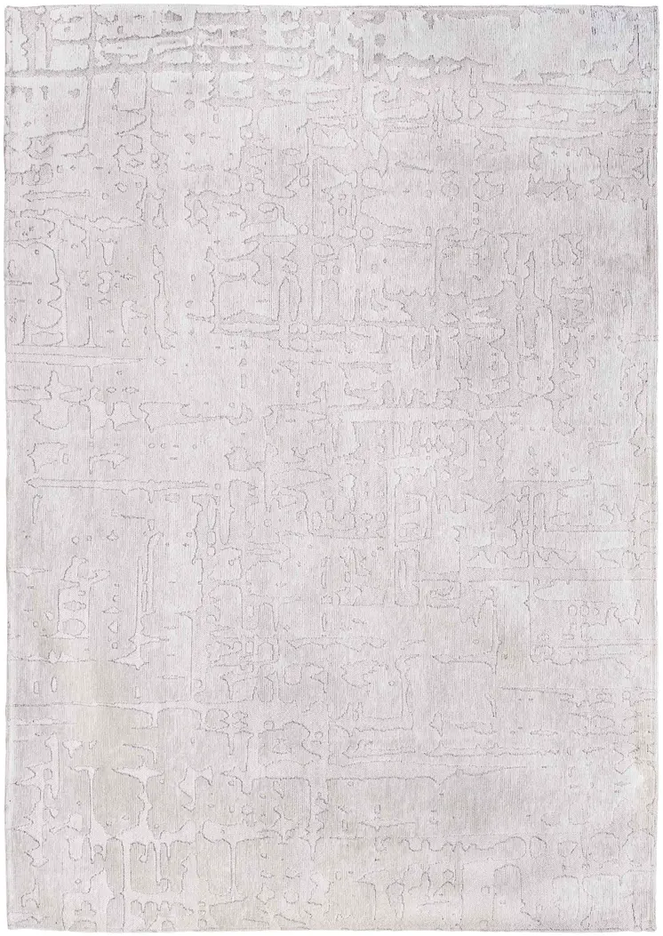 10' White Abstract Runner Rug