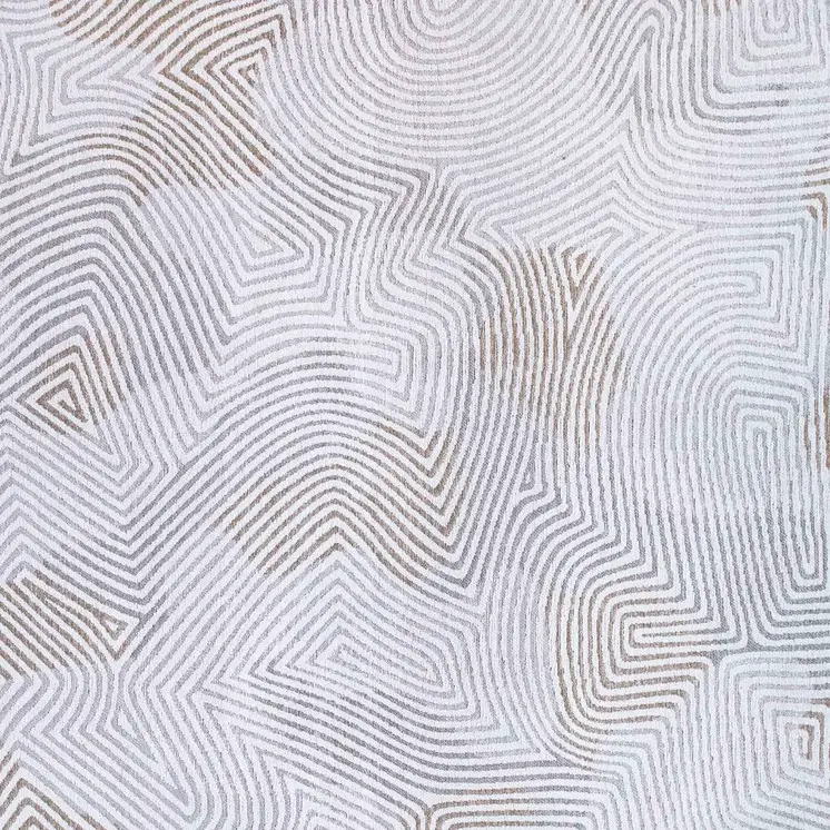 10' White Abstract Runner Rug