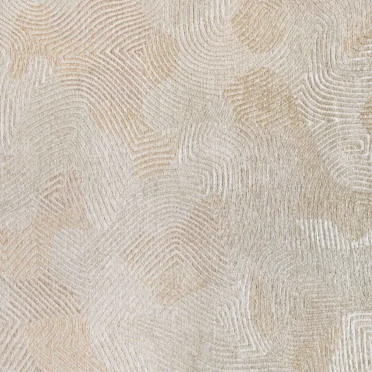 10' Beige And White Abstract Runner Rug