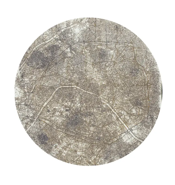 8' Gray and White Round Abstract Non Skid Area Rug