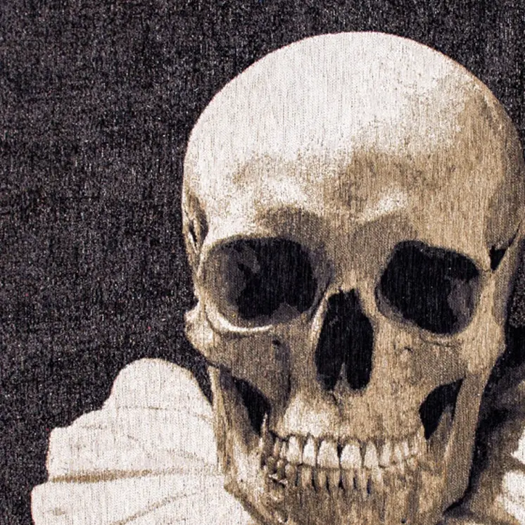 8' X 11' Black and White Funky Skull Non Skid Area Rug