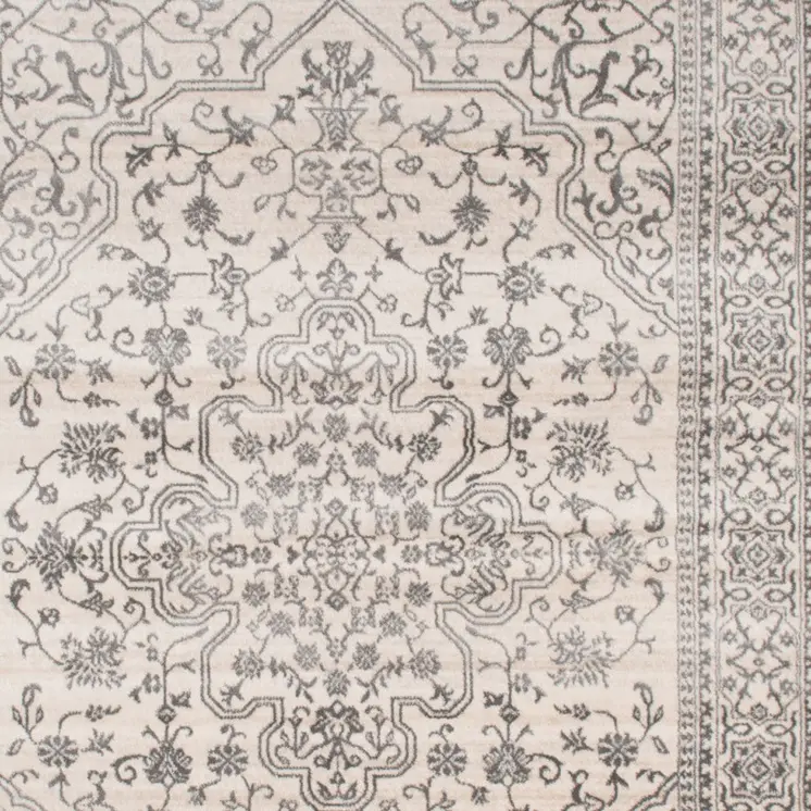 8' X 10' Ivory and Gray Oriental Area Rug