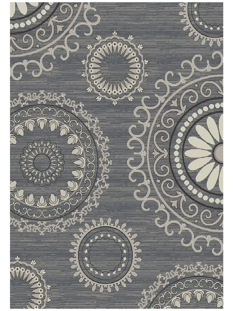8' X 10' Gray and Ivory Geometric Area Rug