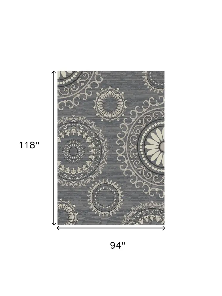 8' X 10' Gray and Ivory Geometric Area Rug