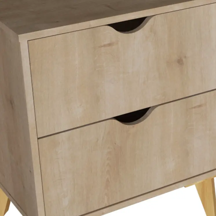 24" Natural Wood Two Drawer Nightstand