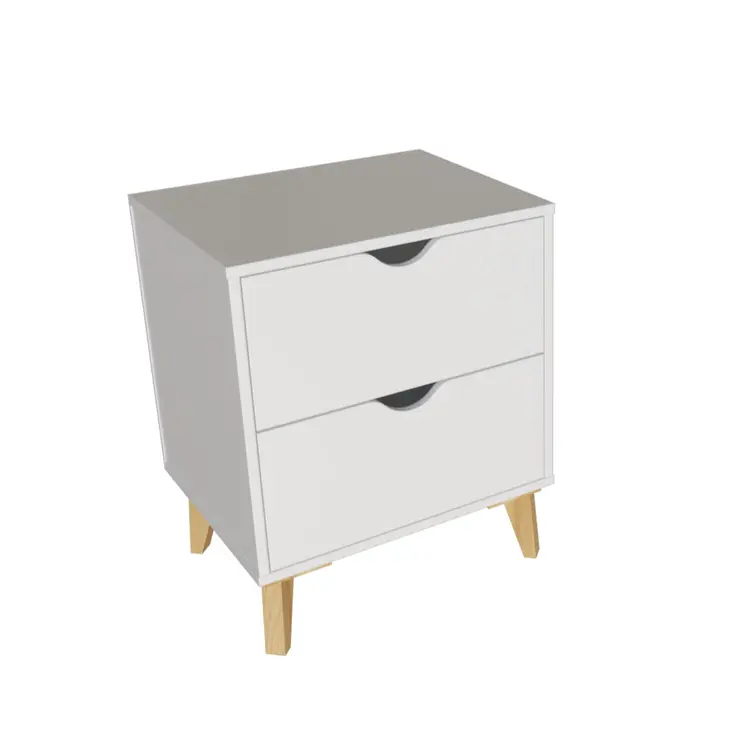 24" White Wood Two Drawer Nightstand