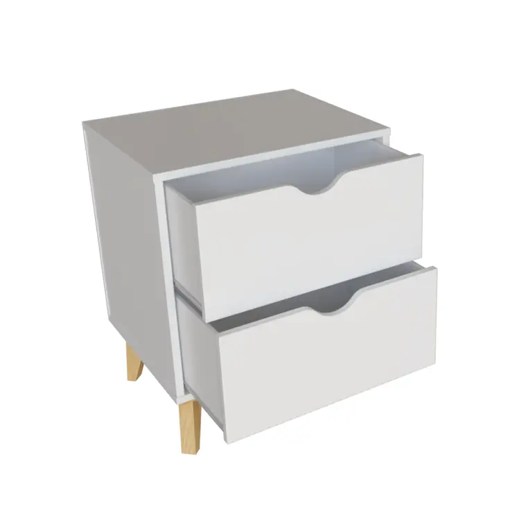 24" White Wood Two Drawer Nightstand