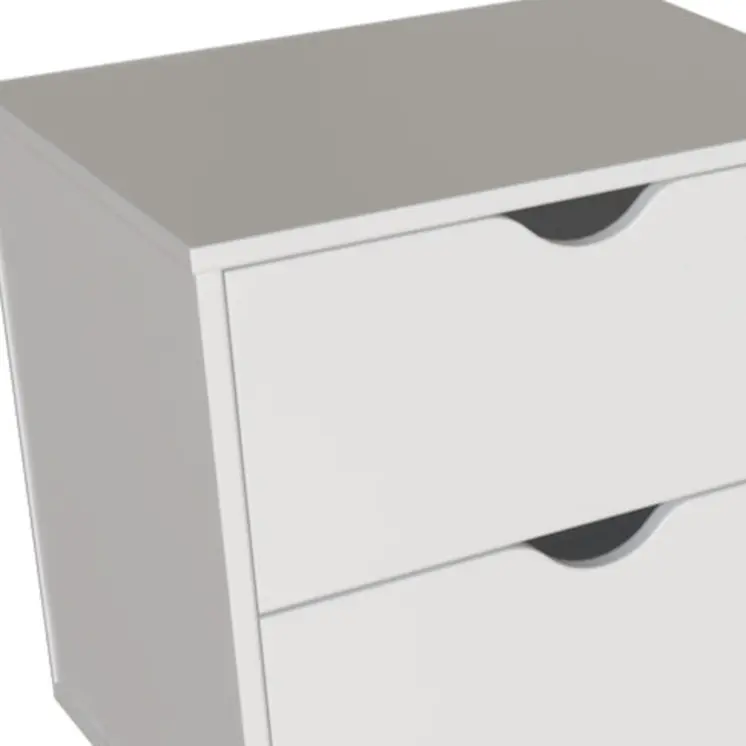 24" White Wood Two Drawer Nightstand