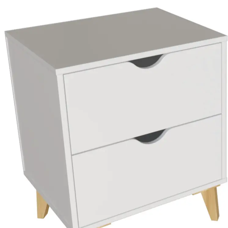 24" White Wood Two Drawer Nightstand
