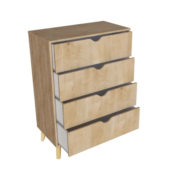 30" Natural Wood Four Drawer Dresser