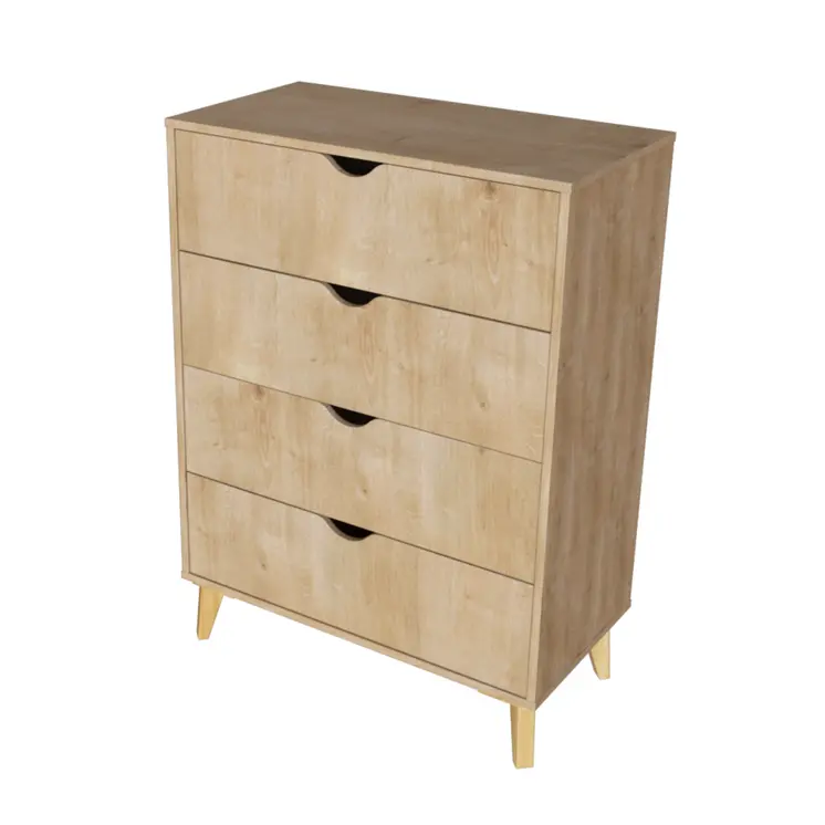 30" Natural Wood Four Drawer Dresser