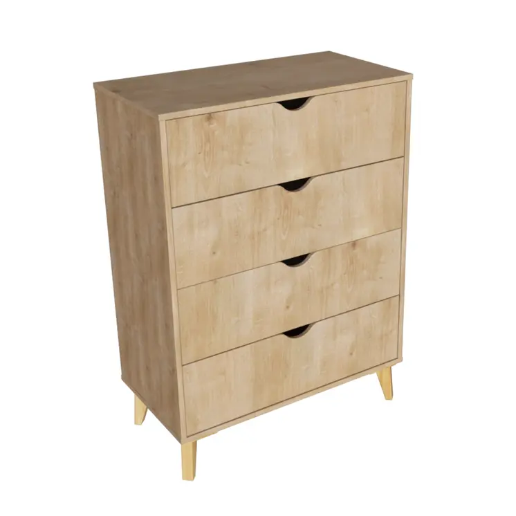 30" Natural Wood Four Drawer Dresser