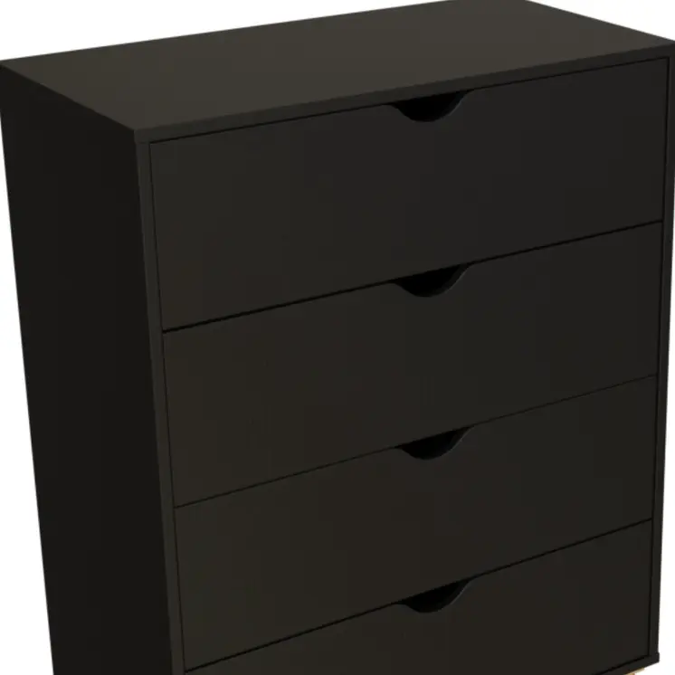 30" Black And Natural Wood Four Drawer Dresser