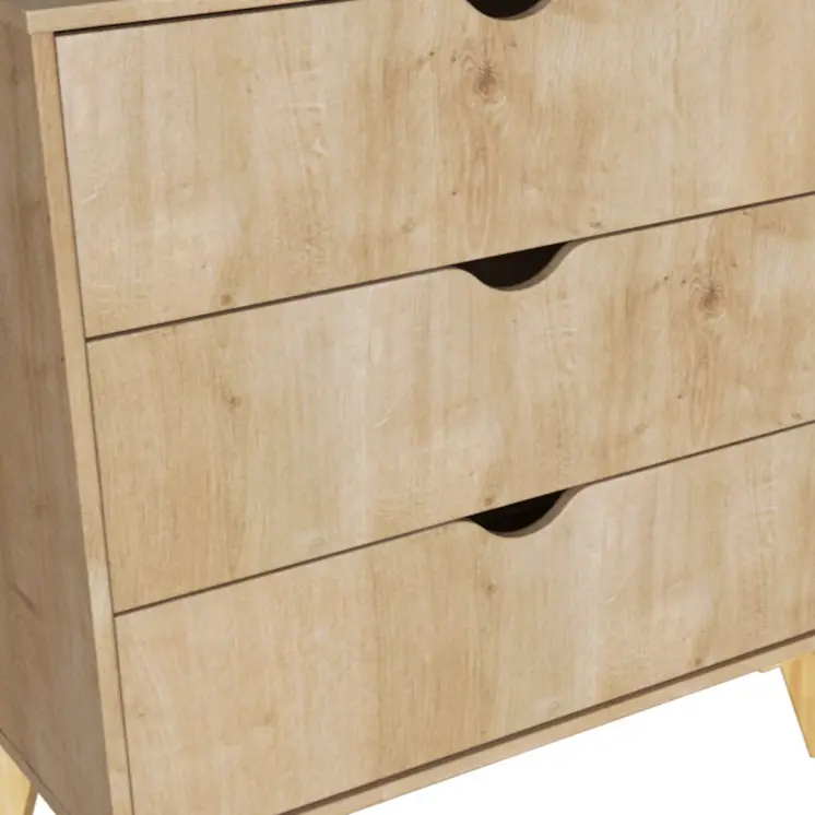 30" Natural Wood Three Drawer Dresser