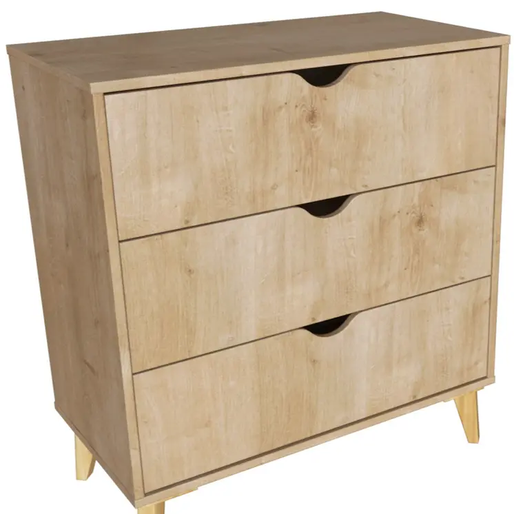 30" Natural Wood Three Drawer Dresser