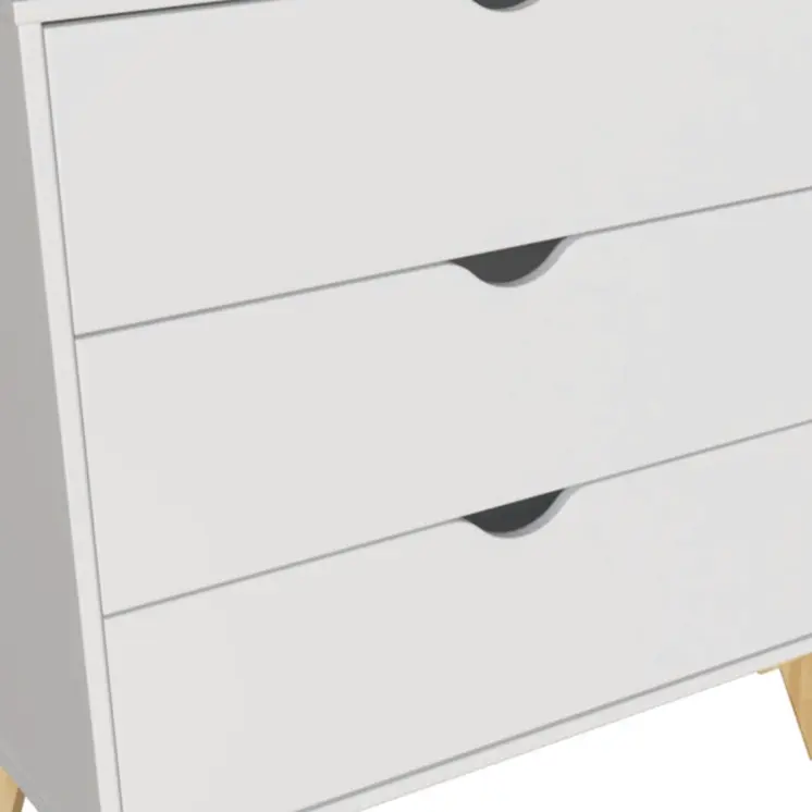 30" White And Natural Wood Three Drawer Dresser