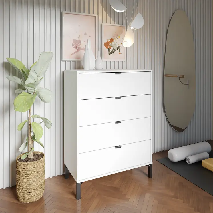 30" White Four Drawer Standard Chest