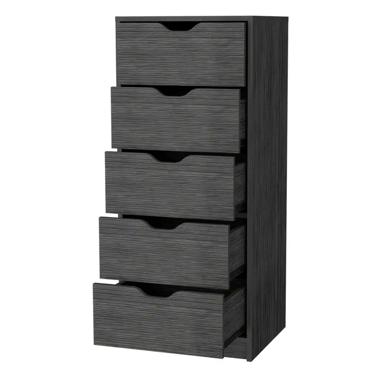 18" Gray Five Drawer Standard Chest