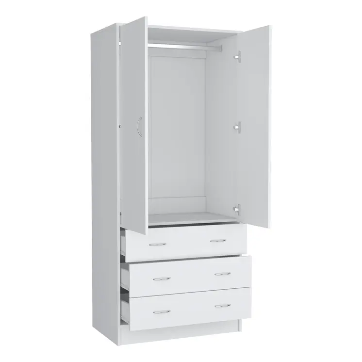 71" White Two Door Three Drawer Combo Dresser