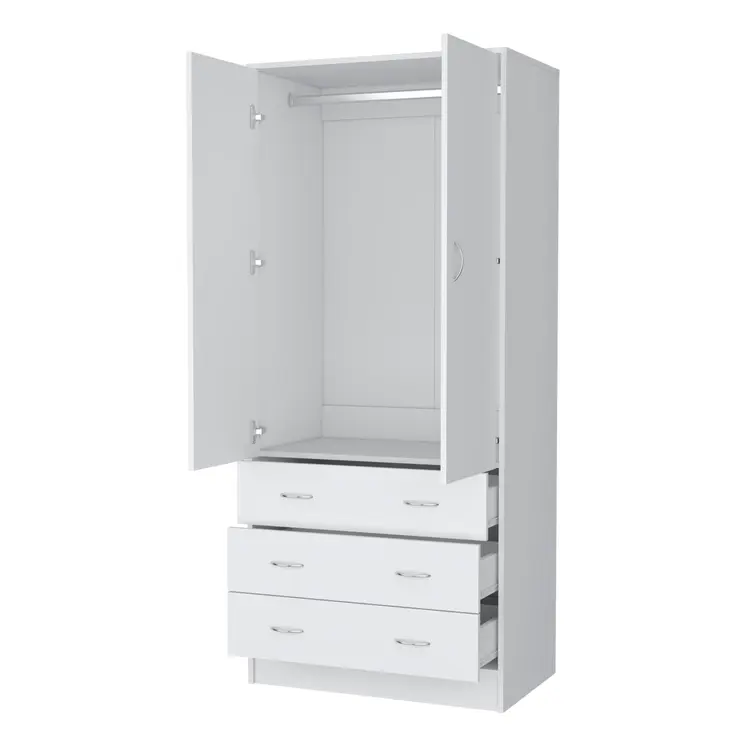 71" White Two Door Three Drawer Combo Dresser
