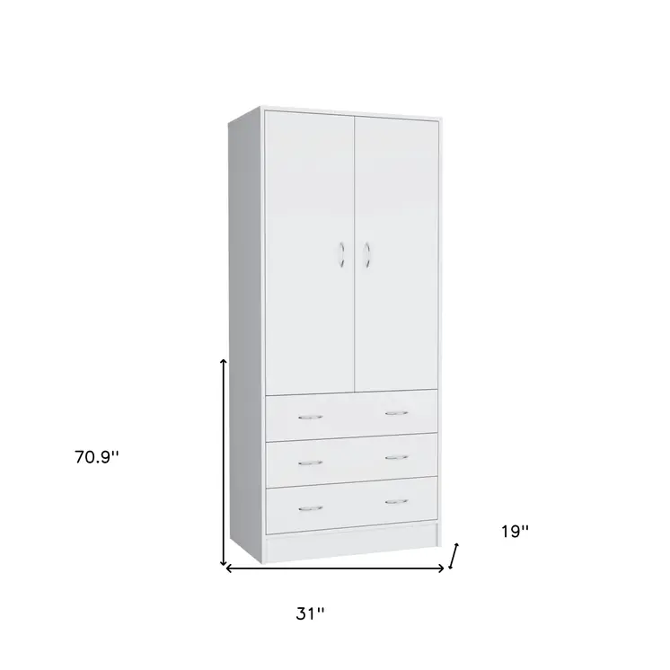 71" White Two Door Three Drawer Combo Dresser