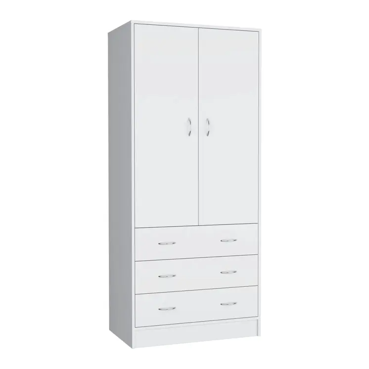 71" White Two Door Three Drawer Combo Dresser