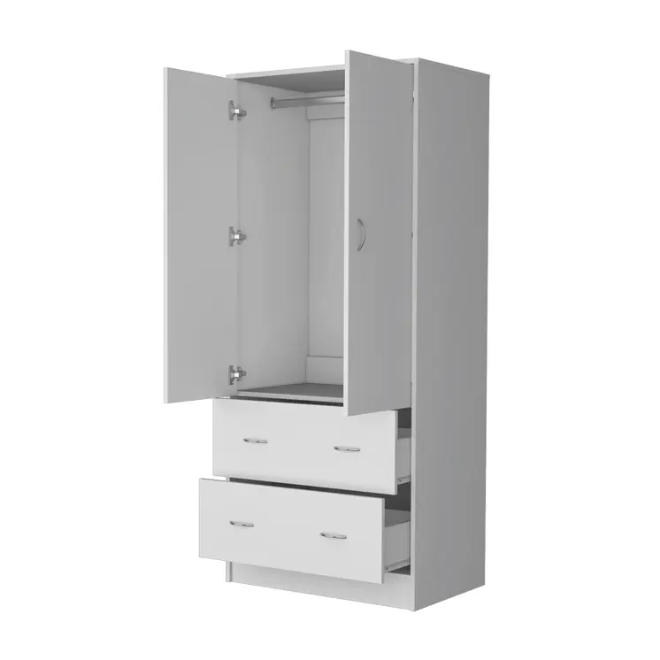 71" White Two Door Two Drawer Combo Dresser