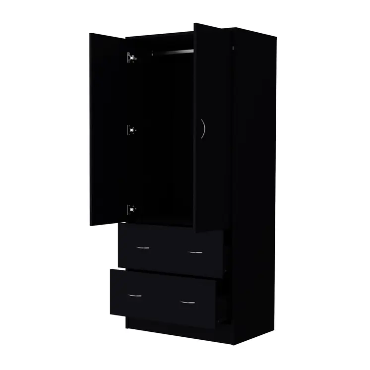 71" Black Two Door Two Drawer Combo Dresser