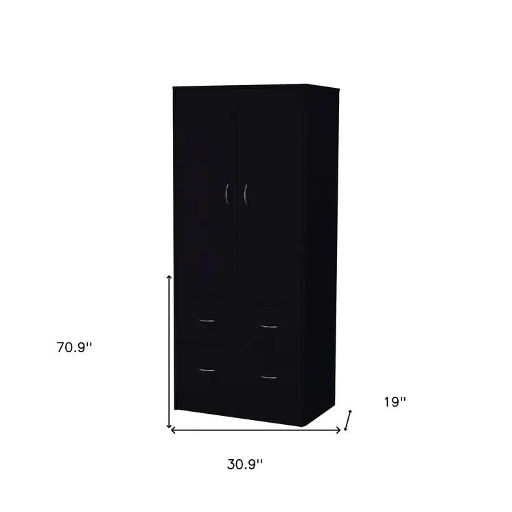 71" Black Two Door Two Drawer Combo Dresser