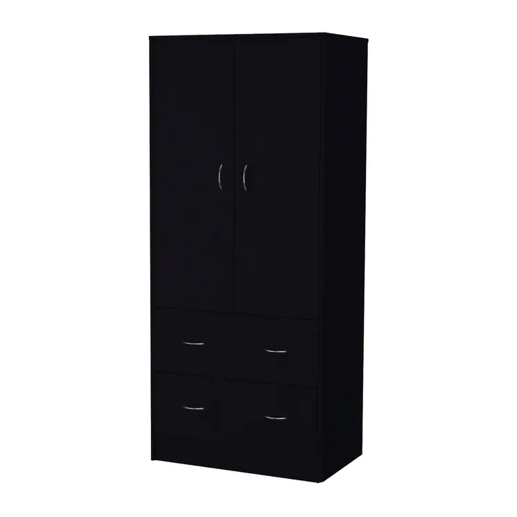 71" Black Two Door Two Drawer Combo Dresser