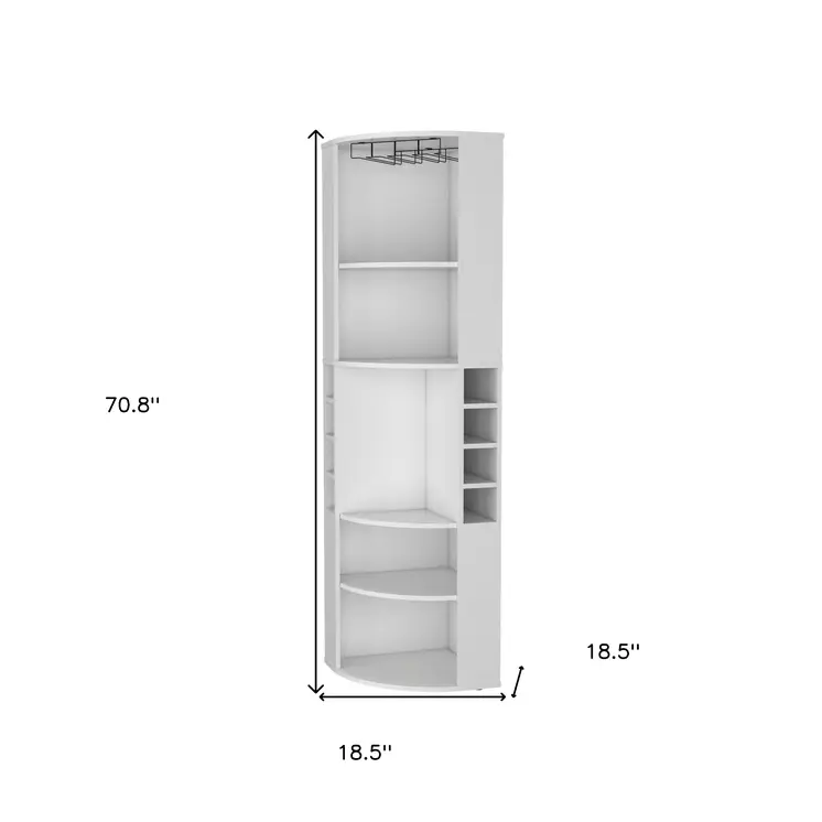 71" White Wood Corner Bar Cabinet