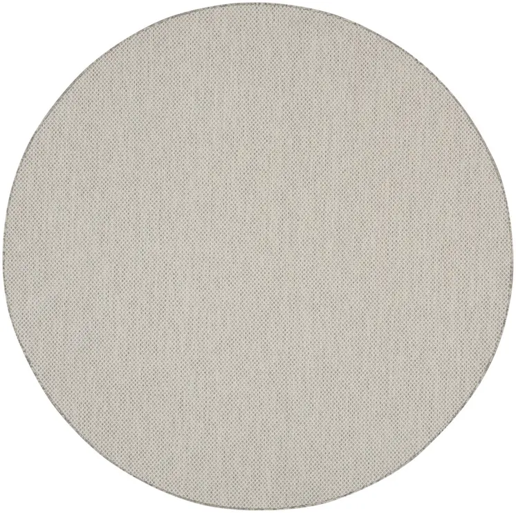 10' Ivory And Gray Round Geometric Indoor Outdoor Area Rug