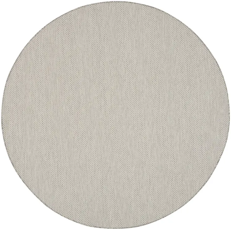 10' Ivory And Gray Round Geometric Indoor Outdoor Area Rug