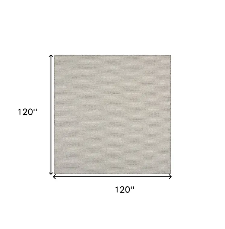10' Ivory And Silver Square Geometric Indoor Outdoor Area Rug