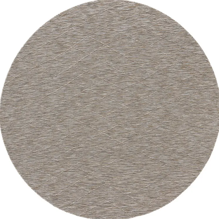 8' Gray And Light Gray Round Geometric Indoor Outdoor Area Rug
