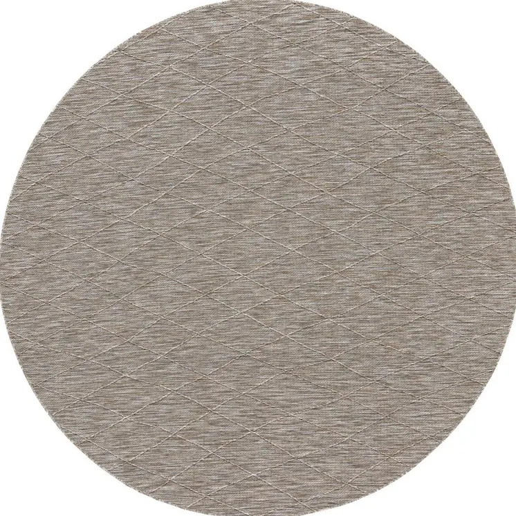 8' Gray And Light Gray Round Geometric Indoor Outdoor Area Rug