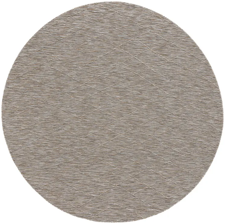8' Gray And Light Gray Round Geometric Indoor Outdoor Area Rug