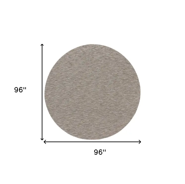 8' Gray And Light Gray Round Geometric Indoor Outdoor Area Rug