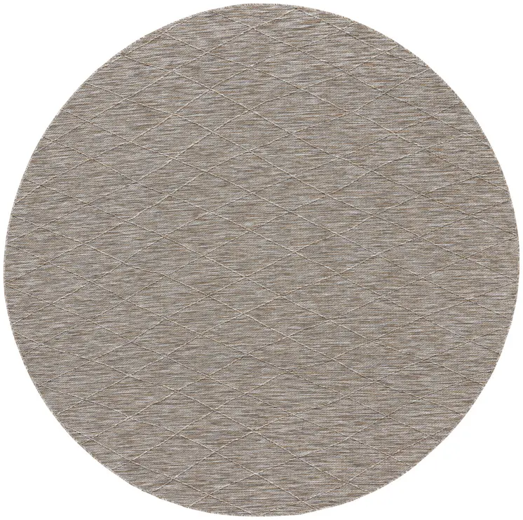 8' Gray And Light Gray Round Geometric Indoor Outdoor Area Rug