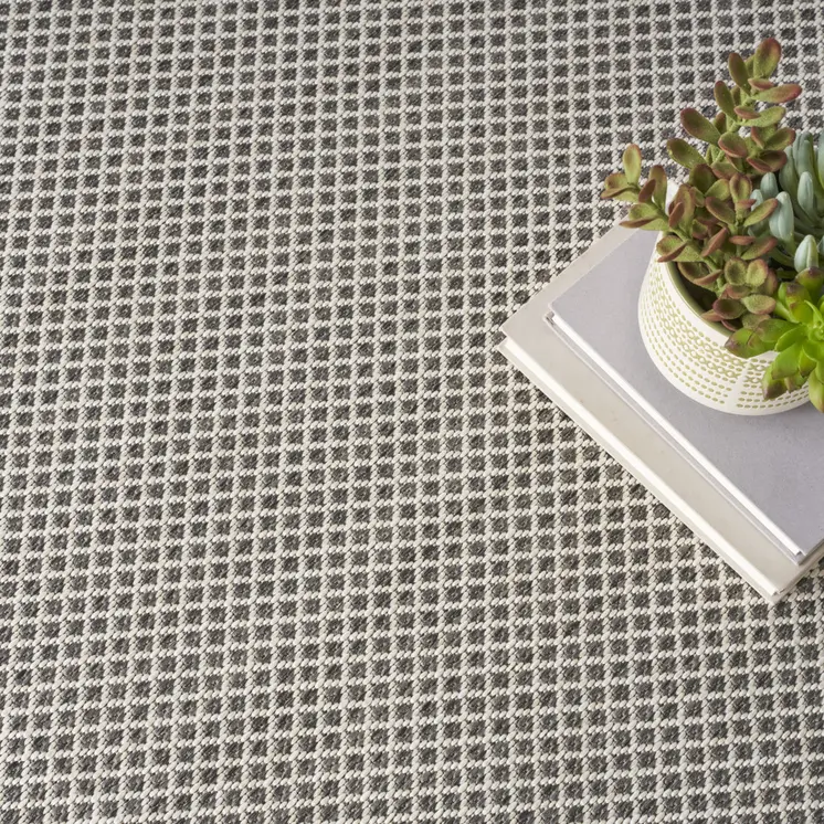 8' Ivory And Charcoal Round Geometric Indoor Outdoor Area Rug