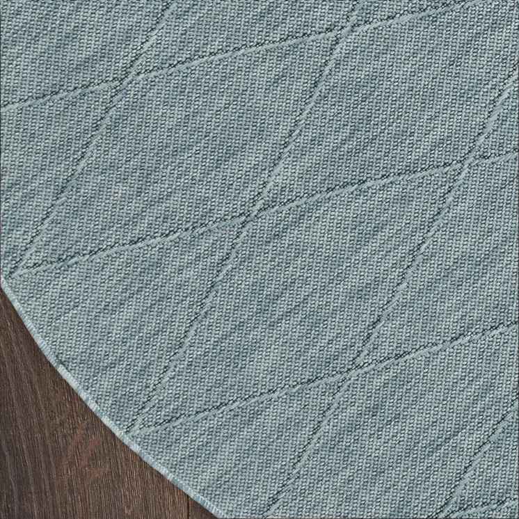 8' Aqua And Ivory Round Geometric Indoor Outdoor Area Rug