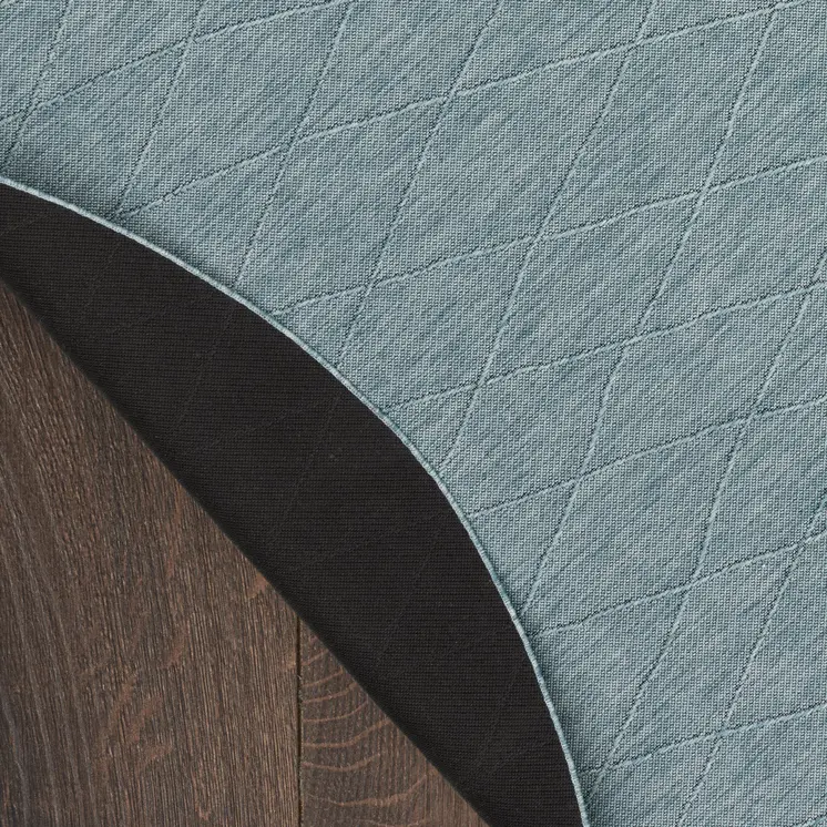 8' Aqua And Ivory Round Geometric Indoor Outdoor Area Rug