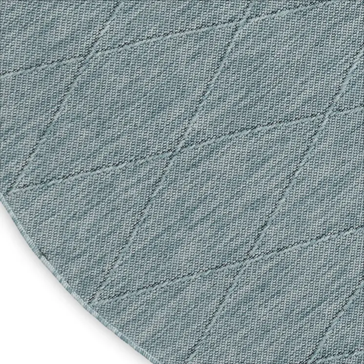 8' Aqua And Ivory Round Geometric Indoor Outdoor Area Rug