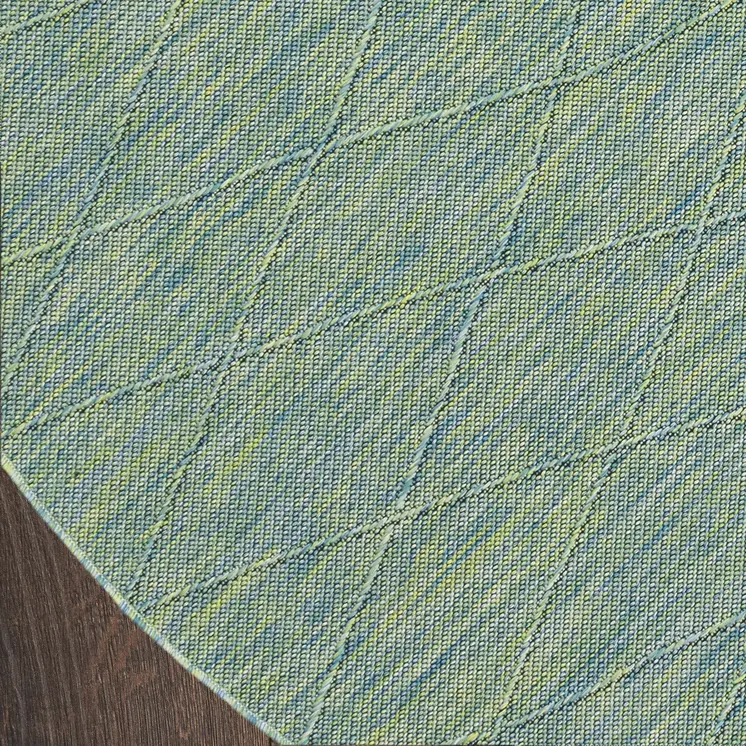 8' Blue And Green Round Geometric Indoor Outdoor Area Rug