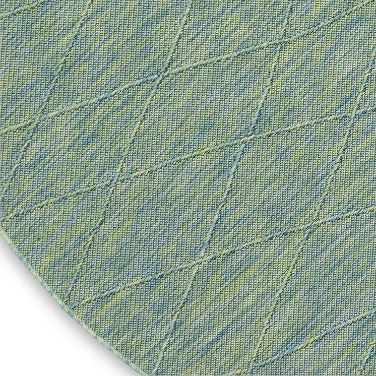 8' Blue And Green Round Geometric Indoor Outdoor Area Rug