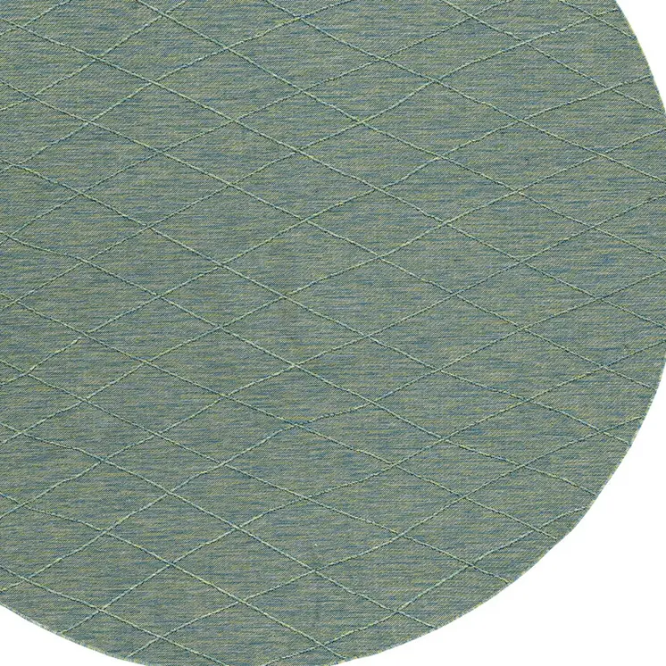 8' Blue And Green Round Geometric Indoor Outdoor Area Rug