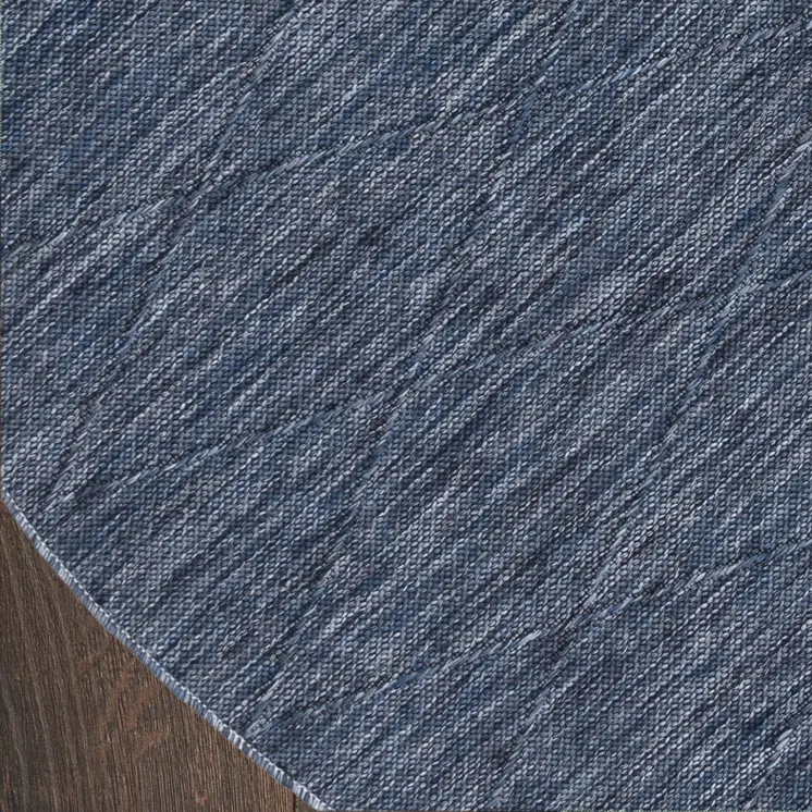 8' Navy Blue And Ivory Round Geometric Indoor Outdoor Area Rug