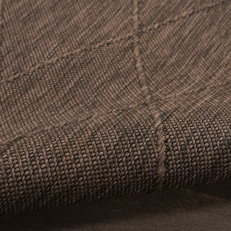 8' Dark Brown And Brown Round Geometric Indoor Outdoor Area Rug