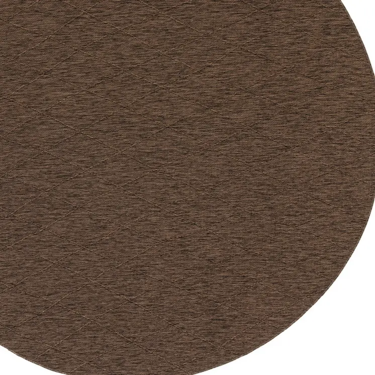 8' Dark Brown And Brown Round Geometric Indoor Outdoor Area Rug