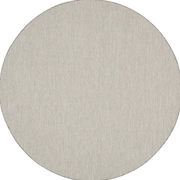 6' Ivory And Silver Round Geometric Indoor Outdoor Area Rug